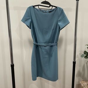 NWOT Ann Taylor Blue Sheath Belted Short Sleeve Dress Size 4